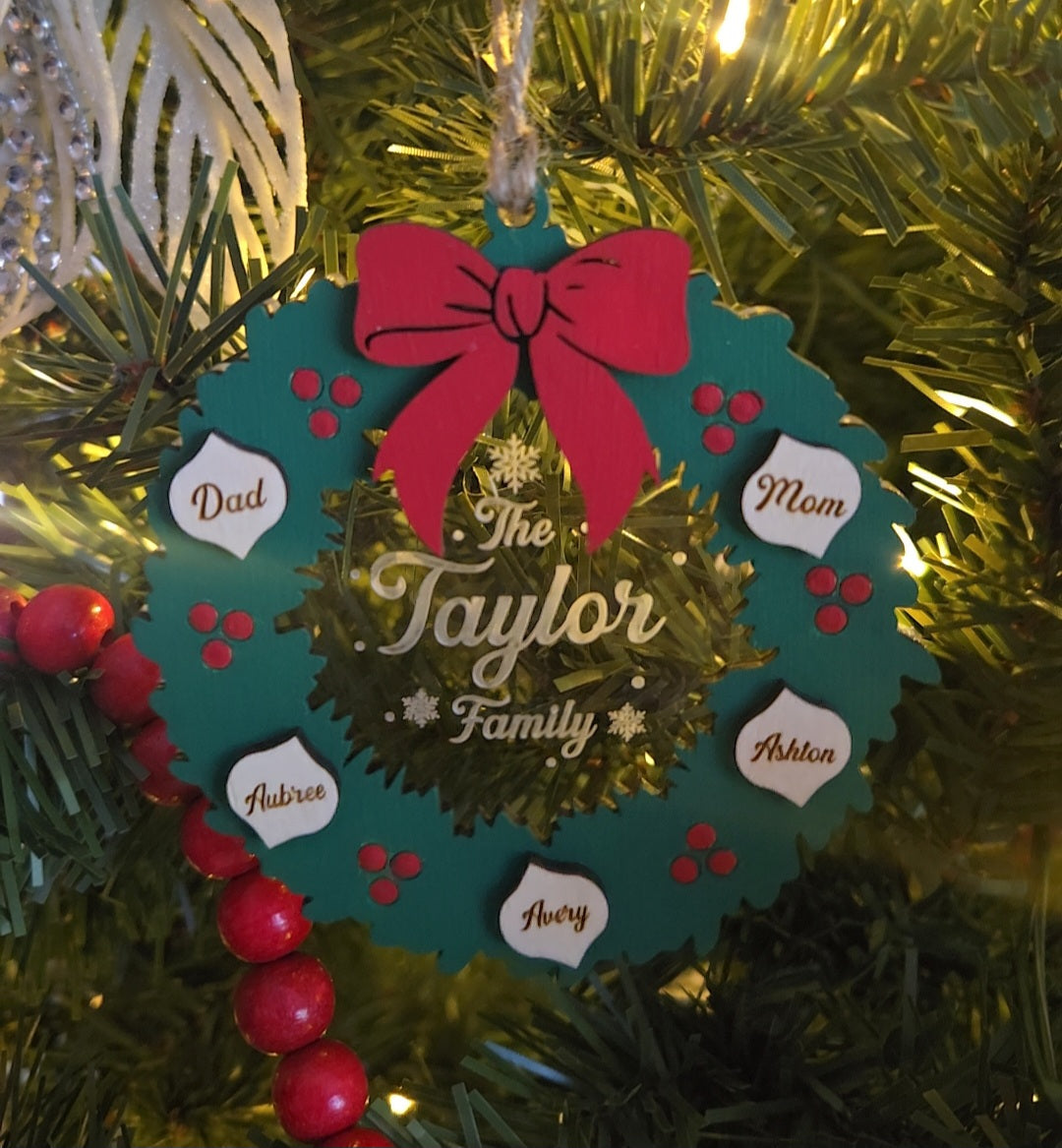 Personalized Family Wreath Ornament
