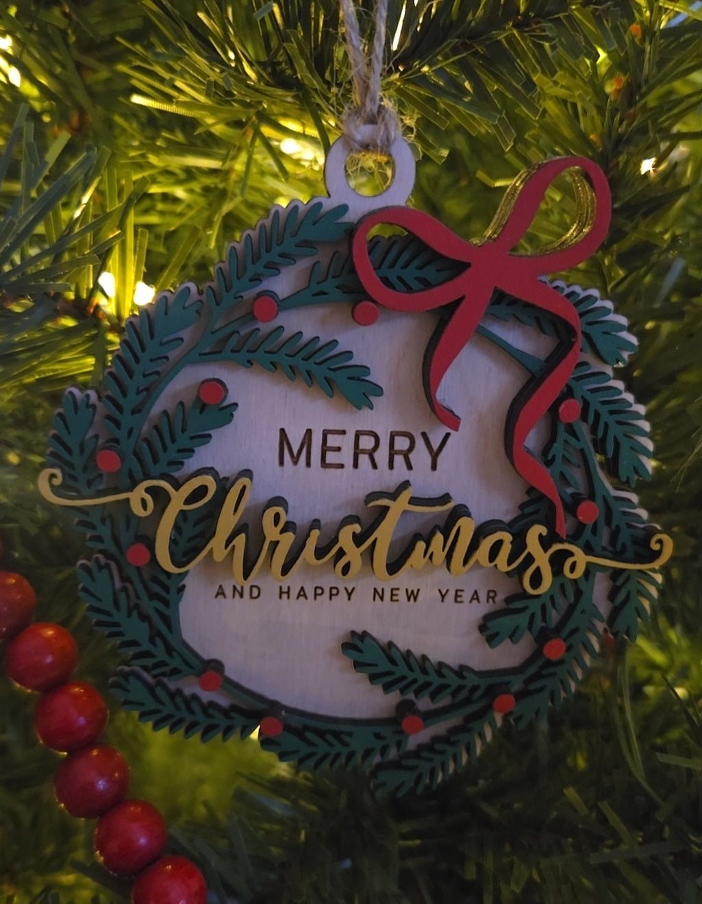 Merry Christmas/Happy New Year Layered Ornament