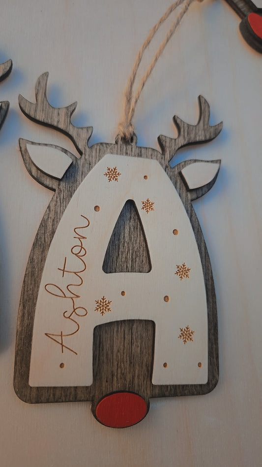 Personalized Reindeer Letter Ornament