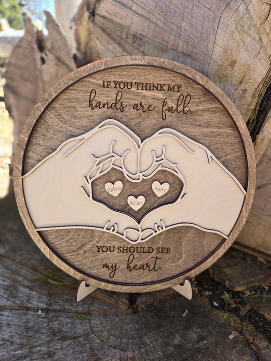 Heart Hands Personalized Mother's Day - Sign