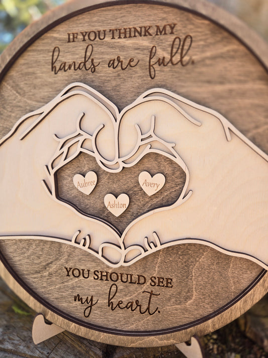 Heart Hands Personalized Mother's Day - Sign