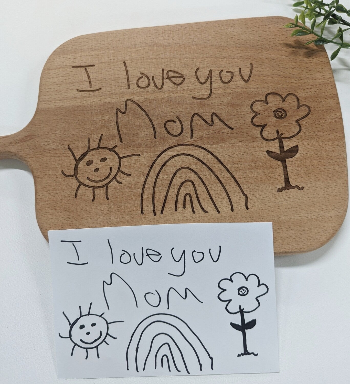 Engraved Cutting Board - handwritten/drawn photo